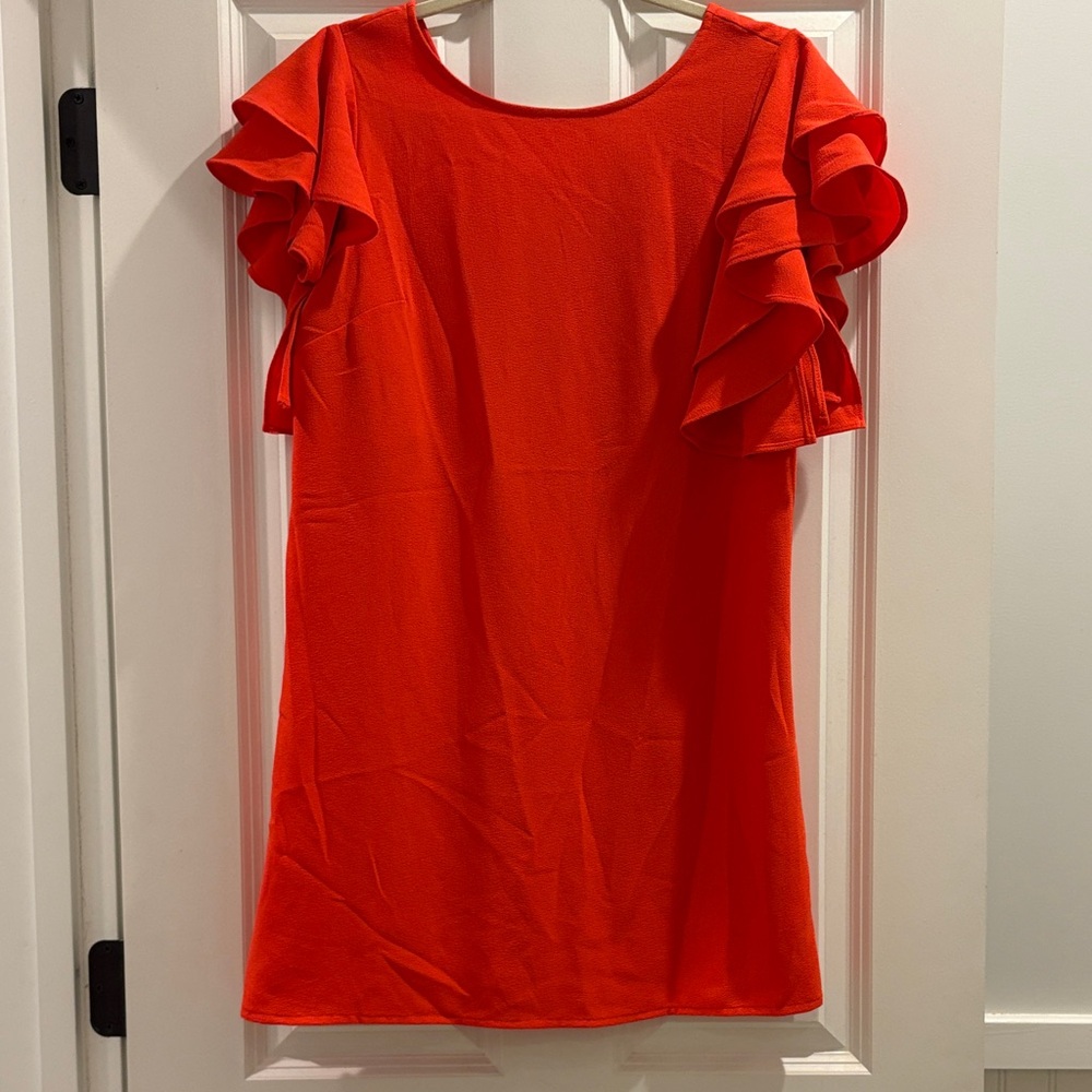 Maggy London Red Ruffle Sleeve Dress